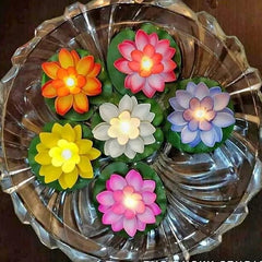 2Pcs Lotus Flower Shape Sensor LED Light, Smokeless Lotus Flowers Sensor LED Tea Light Unbreakable for Outdoor and Indoor Festival Decoration