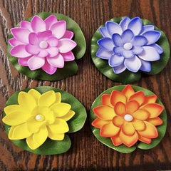 2Pcs Lotus Flower Shape Sensor LED Light, Smokeless Lotus Flowers Sensor LED Tea Light Unbreakable for Outdoor and Indoor Festival Decoration