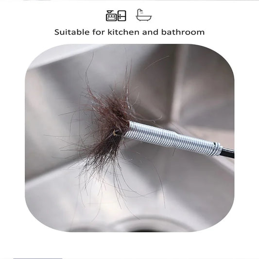 Drain Clog Remover 160 cm for Hair Catching Drain Pipe Cleaning Wire, Sink Cleaning Stick Sewer Sink Tub Dredge Remover