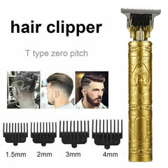 Professional Vintage T9 Trimmer Cordless Hair Clipper for Men, USB Rechargeable, Stainless Steel Blade, 90-Minute Runtime, Includes 4 Limit Combs