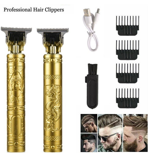 Professional Vintage T9 Trimmer Cordless Hair Clipper for Men, USB Rechargeable, Stainless Steel Blade, 90-Minute Runtime, Includes 4 Limit Combs