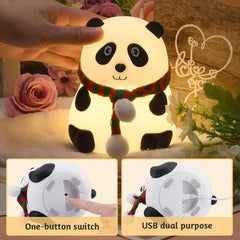 Rechargeable Panda Silicone Night Light, 7-Color Changing, Perfect Room Decor &amp; Gift for Toddler, Children, Teens- Cute Valentine's Day Present