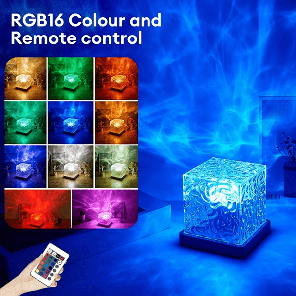 Dynamic Water Ripple Effect Night Light Lamp, USB Portable Night Lamp for Home Decor, Office, Bedroom & Gifting