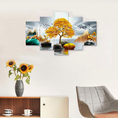 Set of Five MDF Framed 3D Wall Painting for Home Decoration, Big Size Painting for Living Room, Bedroom (24x50 inches)DR 48