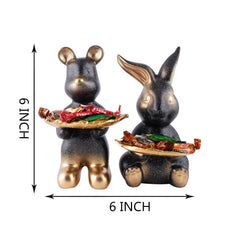 Set Of Two Decorative Rabbit Showpiece  Home Decor Animal Statues for Living Room, Bedroom, Dining Room, Kitchen, Bathroom, Wedding, Party Dcor