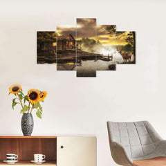 Set of Five MDF Framed 3D Wall Painting for Home Decoration, Big Size Painting for Living Room, Bedroom (24x50 inches)DR 48