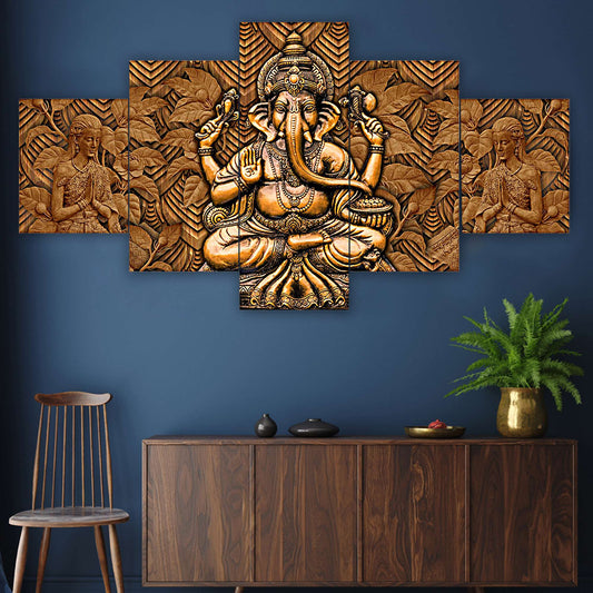 Set of Five MDF Framed 3D Wall Painting for Home Decoration, Big Size Painting for Living Room, Bedroom (24x50 inches)DR 48