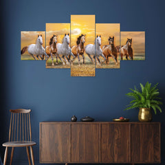 Set of Five MDF Framed 3D Wall Painting for Home Decoration, Big Size Painting for Living Room, Bedroom (24x50 inches)DR 48