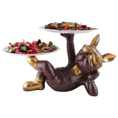 Decoration Cool Dog Showpiece With Plate for Home Decor Item | Kitchen,Bedroom,Office,Dinning Table Decorative Item (Black)