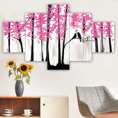 Set of Five MDF Framed 3D Wall Painting for Home Decoration, Big Size Painting for Living Room, Bedroom (24x50 inches)DR 48