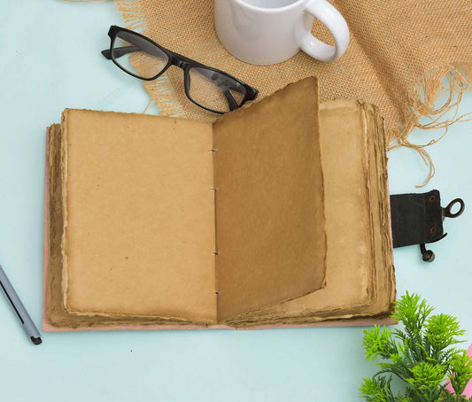 Genuine Leather Diary | Vintage Handmade Leather Journal | Premium Antique String Closure | 200 Handmade Deckle Edge Antique Pages -1