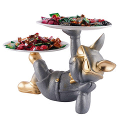 Decoration Cool Dog Showpiece With Plate for Home Decor Item | Kitchen,Bedroom,Office,Dinning Table Decorative Item (Black)