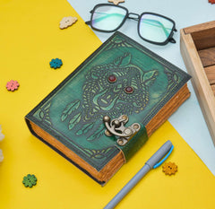 Genuine Leather Diary | Vintage Handmade Leather Journal | Premium Antique String Closure | 200 Handmade Deckle Edge Antique Pages -1