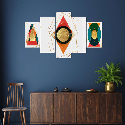 Set of Five MDF Framed 3D Wall Painting for Home Decoration, Big Size Painting for Living Room, Bedroom (24x50 inches)DR 48