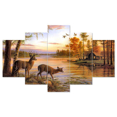Set of Five MDF Framed 3D Wall Painting for Home Decoration, Big Size Painting for Living Room, Bedroom (24x50 inches)DR 48