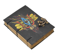 Handmade Printed Cardboard Journal Diary with Buckle Lock Unruled 200 Pages Notepad Personal Diaries for Men and Women -1