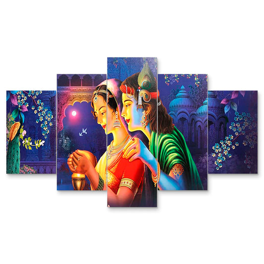 Set of Five MDF Framed 3D Wall Painting for Home Decoration, Big Size Painting for Living Room, Bedroom (24x50 inches)DR 48