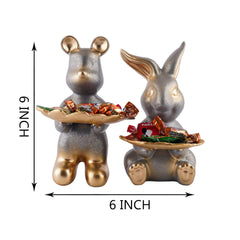 Set Of Two Decorative Rabbit Showpiece  Home Decor Animal Statues for Living Room, Bedroom, Dining Room, Kitchen, Bathroom, Wedding, Party Dcor