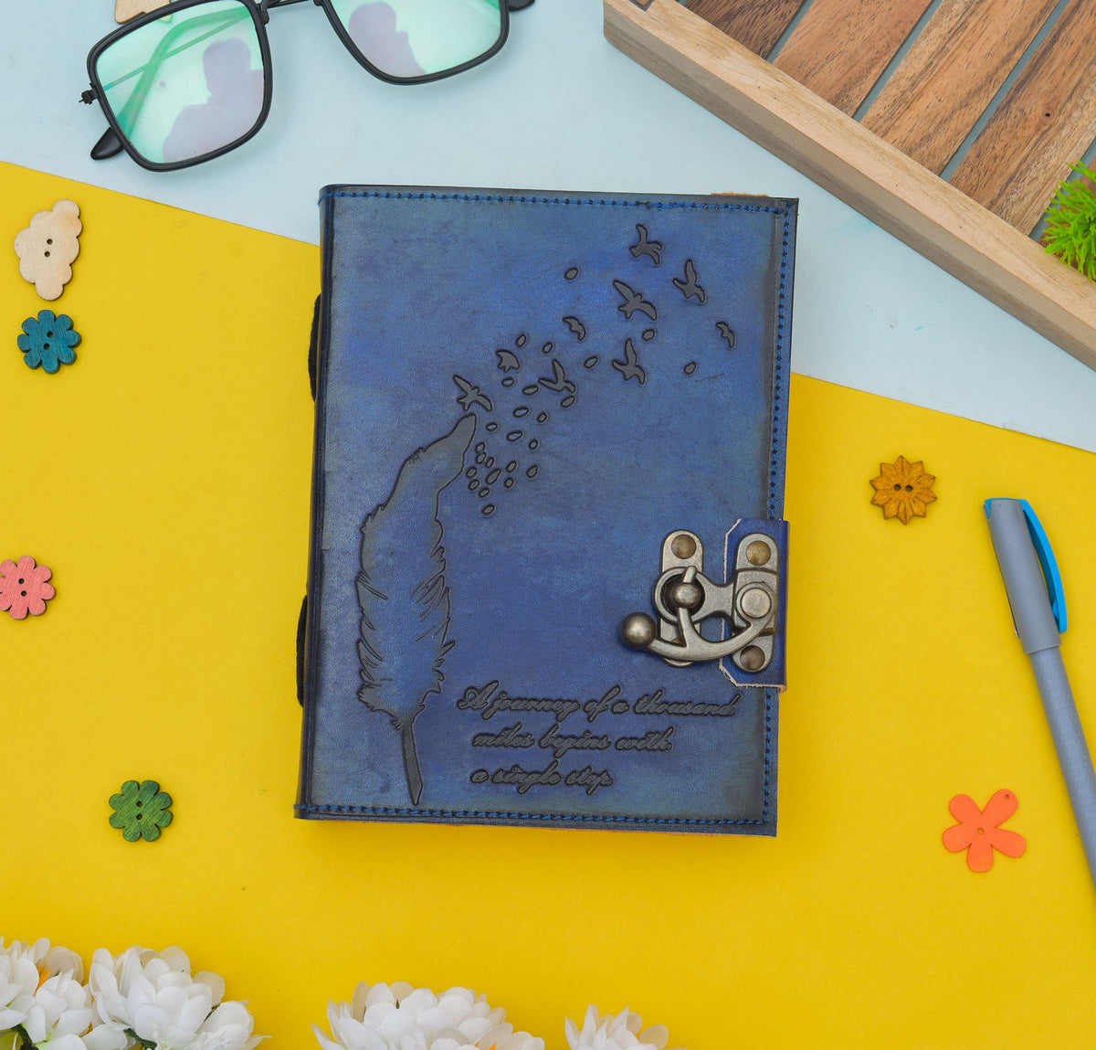 Genuine Leather Diary | Vintage Handmade Leather Journal | Premium Antique String Closure | 200 Handmade Deckle Edge Antique Pages -1