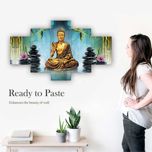 Set of Five MDF Framed 3D Wall Painting for Home Decoration, Big Size Painting for Living Room, Bedroom (24x50 inches)DR 48