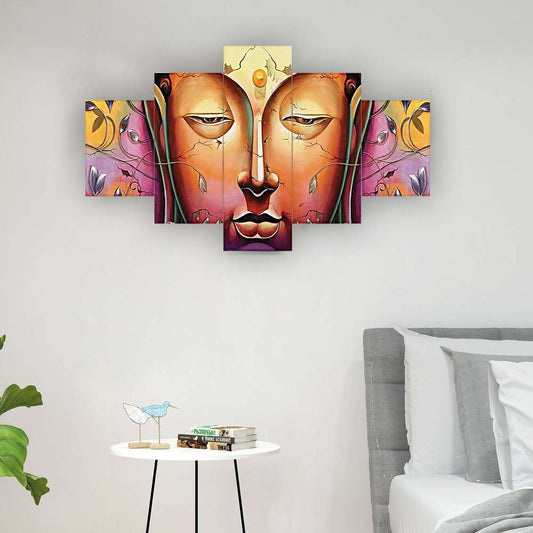 Set of Five MDF Framed 3D Wall Painting for Home Decoration, Big Size Painting for Living Room, Bedroom (24x50 inches)DR 48
