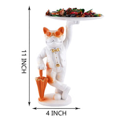 Cool Taddy Bear Showpiece for Home Decorative Showpiece | Taddy Bear with Paltter Statue for Home Decor Showpiece | Home Kitchen Decor | Office Decorative Item (White)