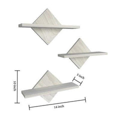 Geometric Trangle Shaped Wooden Wall Shelf Set of Three
