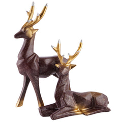 Polyresin Set Of 2 Dear showpiece for Home decoration items Table Dcor Living Room Gift Boxes for Weddings, Parties, Housewarming for Home and Office Use (Brown Golden)