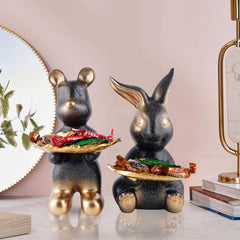 Set Of Two Decorative Rabbit Showpiece  Home Decor Animal Statues for Living Room, Bedroom, Dining Room, Kitchen, Bathroom, Wedding, Party Dcor