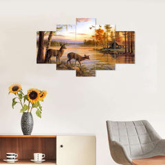 Set of Five MDF Framed 3D Wall Painting for Home Decoration, Big Size Painting for Living Room, Bedroom (24x50 inches)DR 48