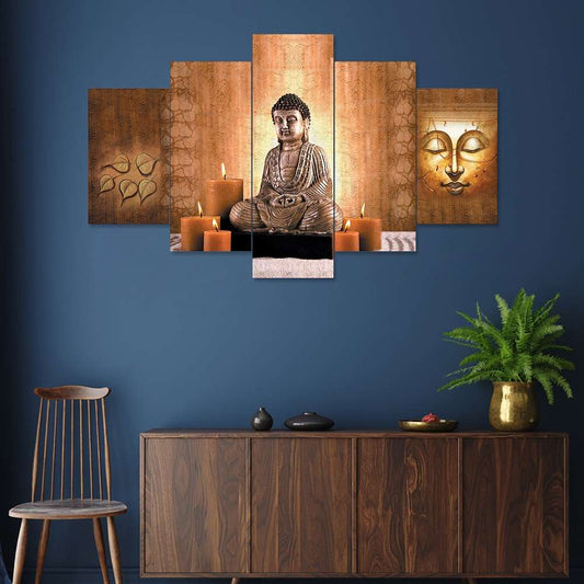 Set of Five MDF Framed 3D Wall Painting for Home Decoration, Big Size Painting for Living Room, Bedroom (17x30 inches)WE 1