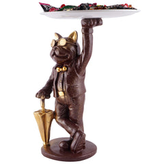 Cool Taddy Bear Showpiece for Home Decorative Showpiece | Taddy Bear with Paltter Statue for Home Decor Showpiece | Home Kitchen Decor | Office Decorative Item (White)