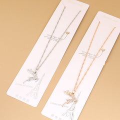 Diamond Studded Deer Necklace (Random Color)