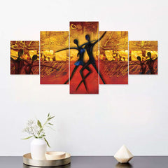 Set of Five MDF Framed 3D Wall Painting for Home Decoration, Big Size Painting for Living Room, Bedroom (24x50 inches)DR 48