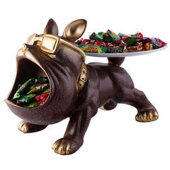 Decoration Cool Dog Showpiece With Plate for Home Decor Item | Kitchen,Bedroom,Office,Dinning Table Decorative Item (Black)