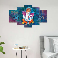Set of Five MDF Framed 3D Wall Painting for Home Decoration, Big Size Painting for Living Room, Bedroom (24x50 inches)DR 48