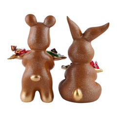 Set Of Two Decorative Rabbit Showpiece  Home Decor Animal Statues for Living Room, Bedroom, Dining Room, Kitchen, Bathroom, Wedding, Party Dcor