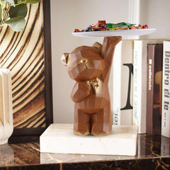 Decoration Cool Bear Showpiece for Home Shelves Decor Item, Home Kitchen Decor,Office Decor,Resin, Multifunctional,Phone,Wallets-Unique Shelf & Tabletop Decoration (Grey)