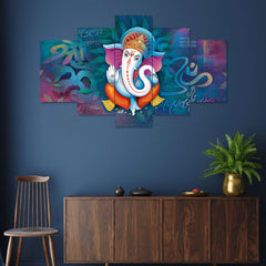 Set of Five MDF Framed 3D Wall Painting for Home Decoration, Big Size Painting for Living Room, Bedroom (17x30 inches)WE 1