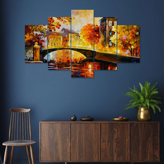 Set of Five MDF Framed 3D Wall Painting for Home Decoration, Big Size Painting for Living Room, Bedroom (24x50 inches)DR 48