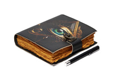 Genuine Leather Diary | Vintage Handmade Leather Journal | Premium Antique String Closure | 200 Handmade Deckle Edge Antique Pages -1
