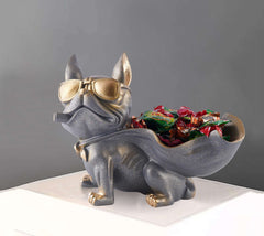 Decoration Cool Dog Showpiece With Plate for Home Decor Item | Kitchen,Bedroom,Office,Dinning Table Decorative Item (Black)