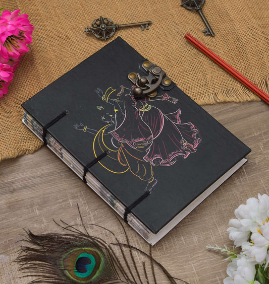 Handmade Printed Cardboard Journal Diary with Buckle Lock Unruled 200 Pages Notepad Personal Diaries for Men and Women -1