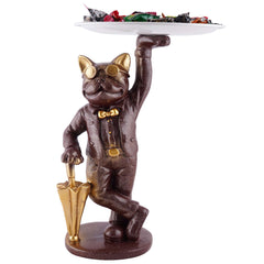 Cool Taddy Bear Showpiece for Home Decorative Showpiece | Taddy Bear with Paltter Statue for Home Decor Showpiece | Home Kitchen Decor | Office Decorative Item (White)