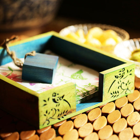 Wooden Floral Leaf Design Napkin Holder