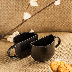 Unique Half Ceramic Cups Set In Black