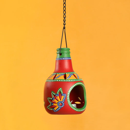 'The Earthern Bottle' Tea-Light Holder In Crimson Red