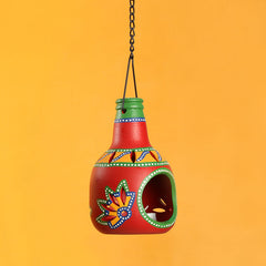 'The Earthern Bottle' Tea-Light Holder In Crimson Red