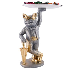 Cool Taddy Bear Showpiece for Home Decorative Showpiece | Taddy Bear with Paltter Statue for Home Decor Showpiece | Home Kitchen Decor | Office Decorative Item (White)