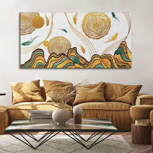 Golden Fish Abstract Premium Canvas Wall Art Painting